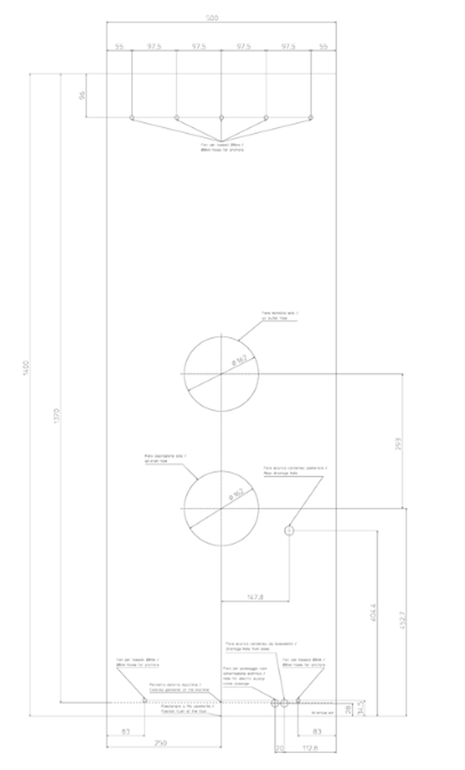 Service39 - Klimaanlagen -Bohrschablone Alto 2.5 /3.0 vertikal
