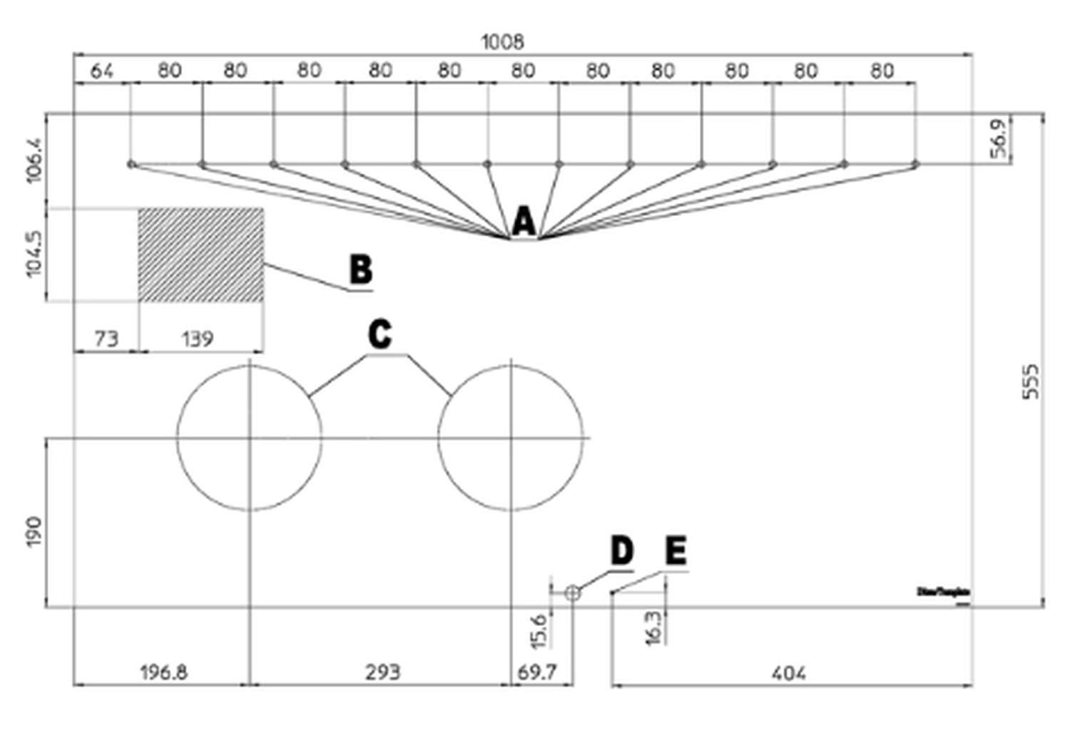 Service39 - Klimaanlagen -Bohrschablone Solo 2.5 /3.0 /3.5 horizontal